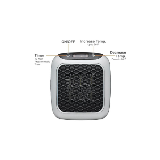 Portable Electric Wall Space Heater With Adjustable Thermostat & Timer — Compact, Quiet & Energy-Smart Heating for Every Room