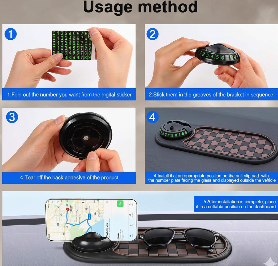 Step-by-step guide on how to use CAR DASHBOARD MAT WITH PHOME HOLDER 