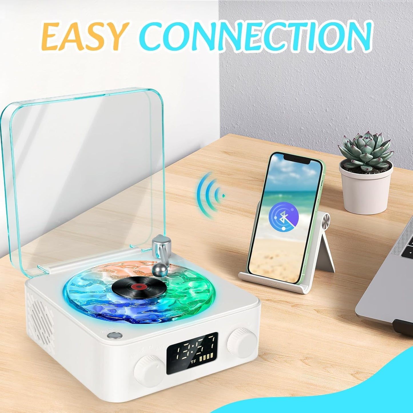 Retro Style Wireless Waves Vinyl Bluetooth Speaker