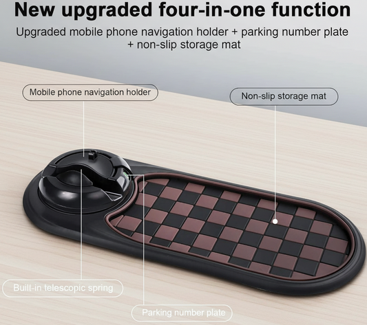  phone holder, parking number plate, and non-slip mat 