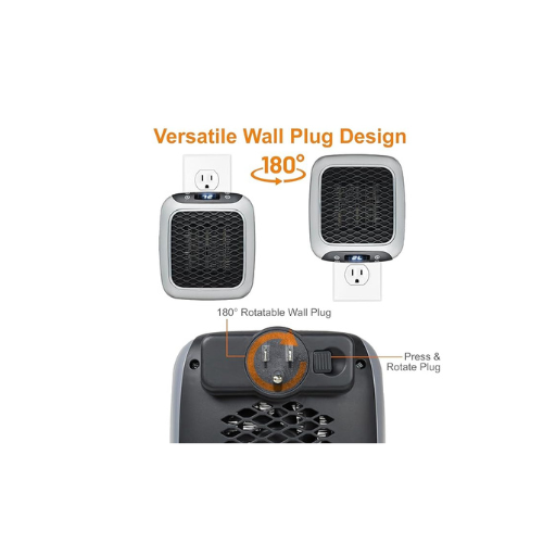 Portable Electric Wall Space Heater With Adjustable Thermostat & Timer — Compact, Quiet & Energy-Smart Heating for Every Room